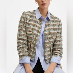 New Truth by Republic Plaid Button Pocket Tweed Blazer size 8